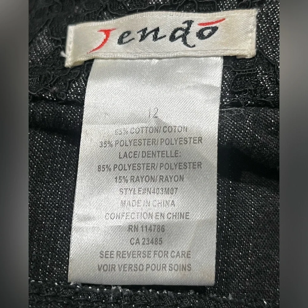 Jendo Black Lace DENIM BUTTON UP JACKET WOMEN SIZE 12
